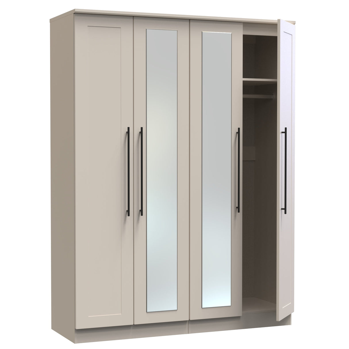 Beverley 4 Door Mirrored Wardrobe - Welcome Furniture