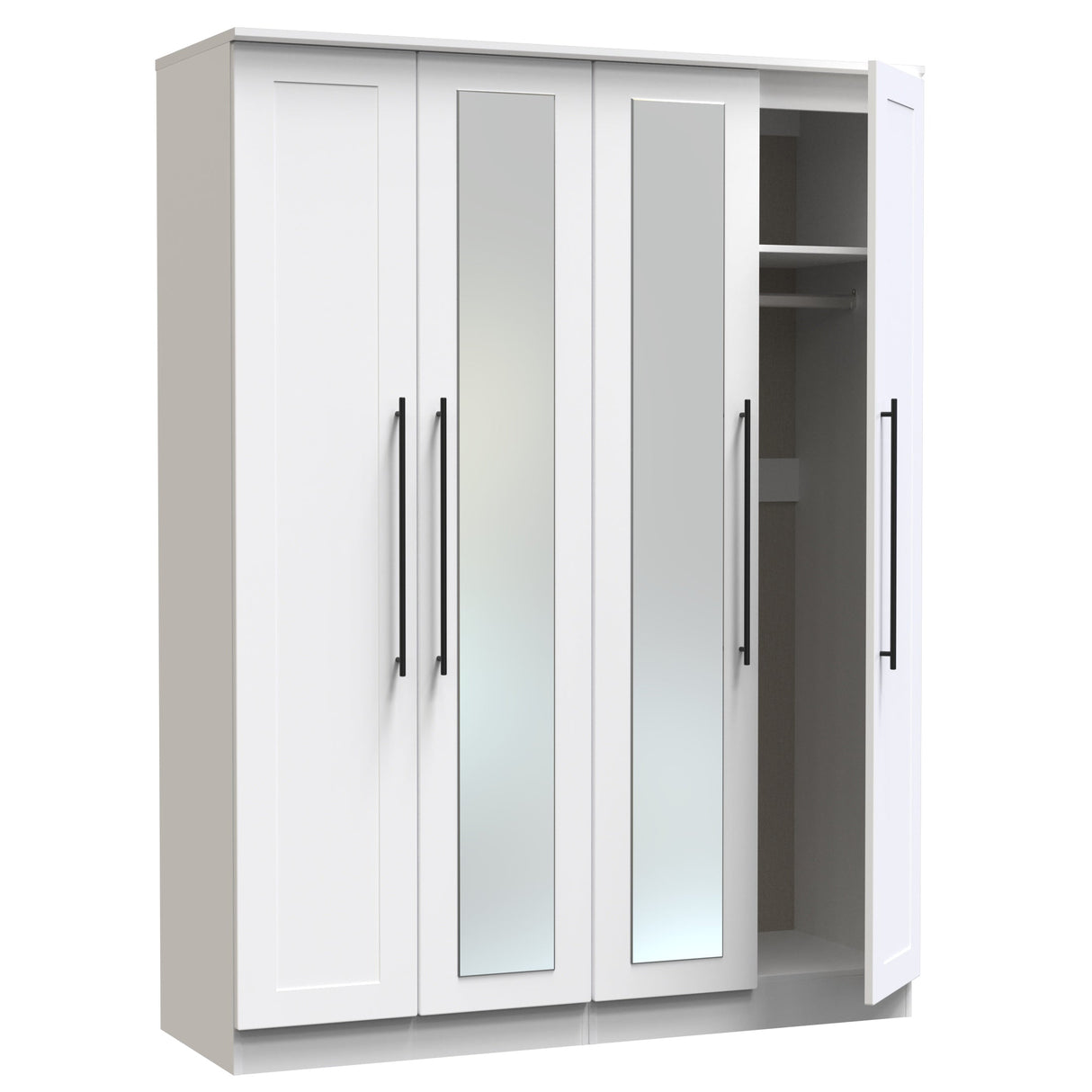 Beverley 4 Door Mirrored Wardrobe - Welcome Furniture