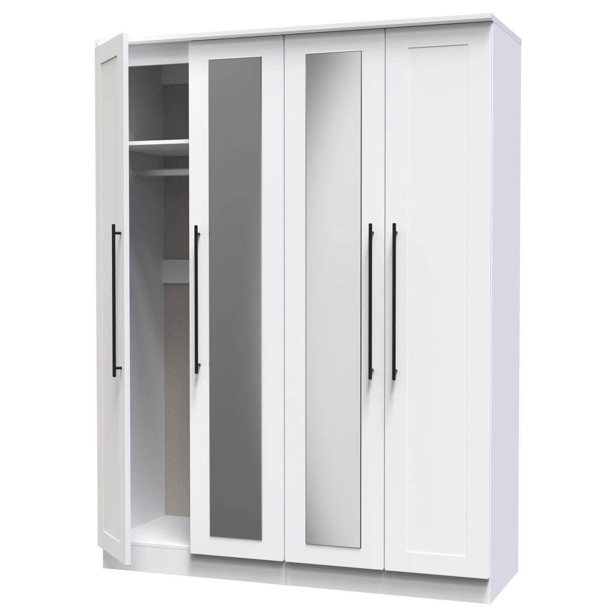 Beverley 4 Door Mirrored Wardrobe - Welcome Furniture