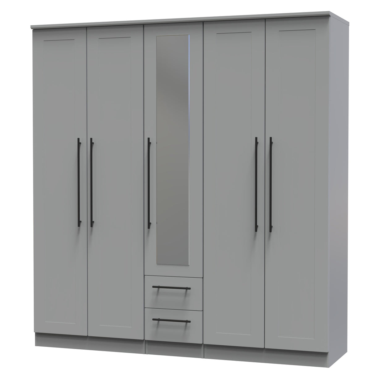 Beverley 5 Door 2 Drawer Mirrored Wardrobe - Welcome Furniture