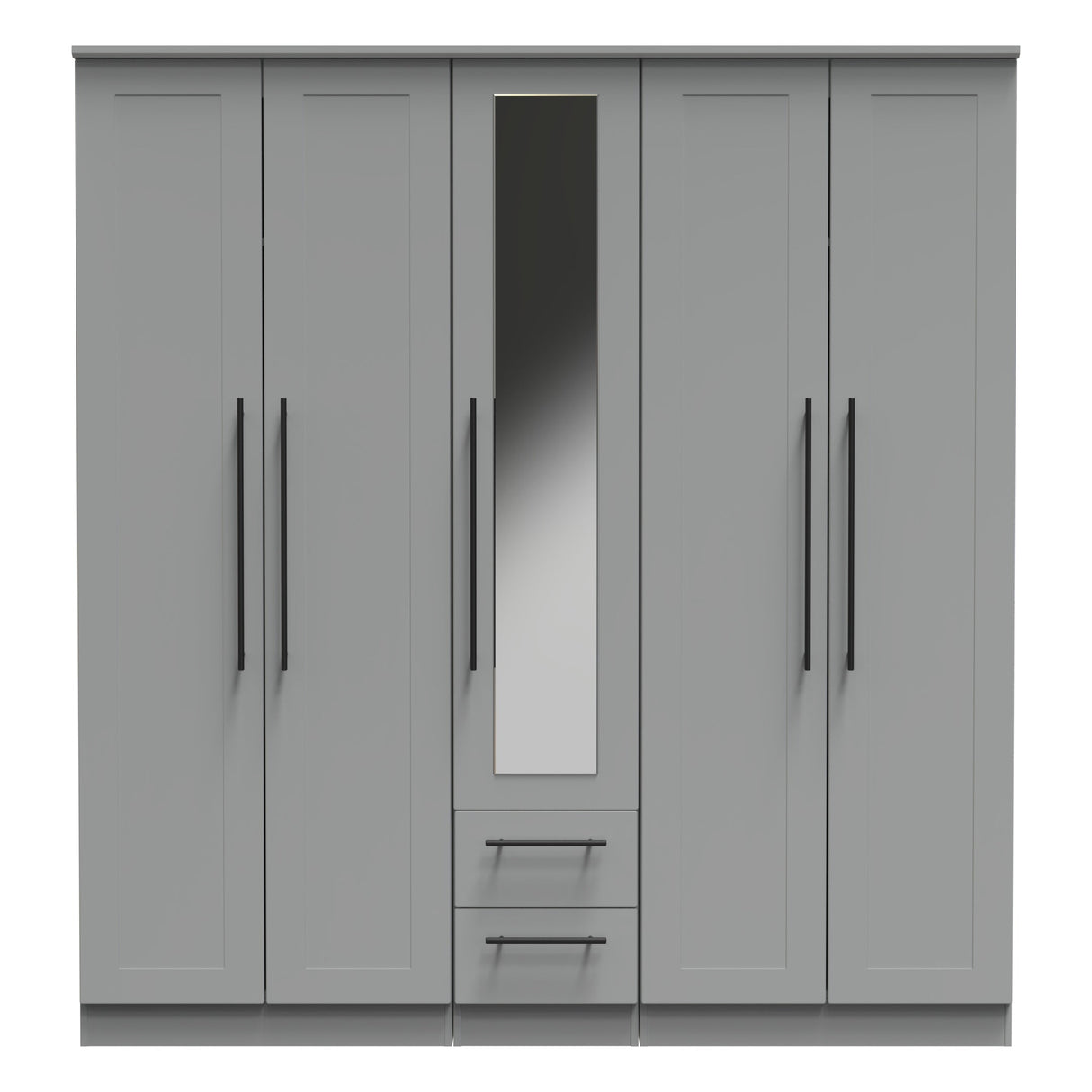 Beverley 5 Door 2 Drawer Mirrored Wardrobe - Welcome Furniture