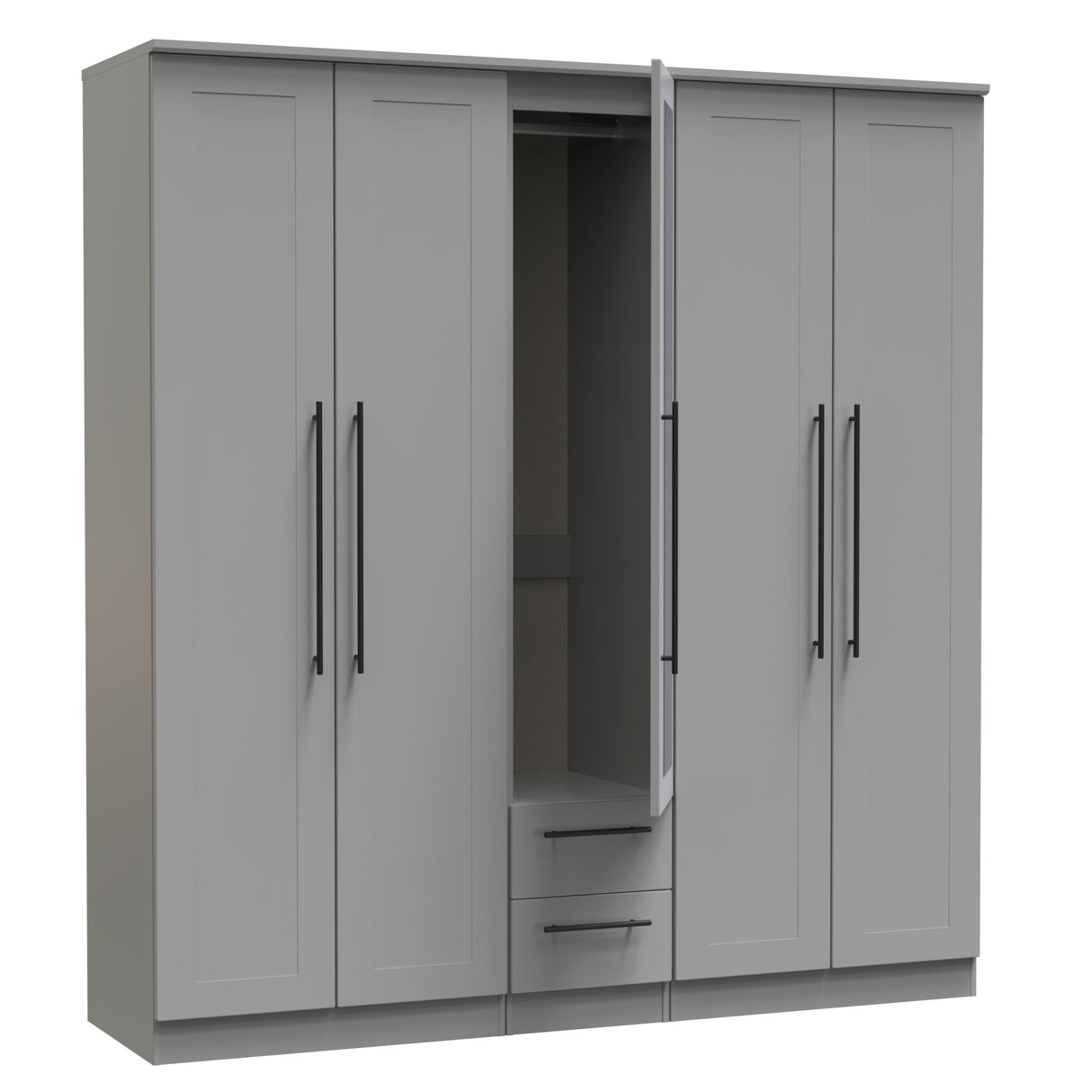 Beverley 5 Door 2 Drawer Mirrored Wardrobe - Welcome Furniture
