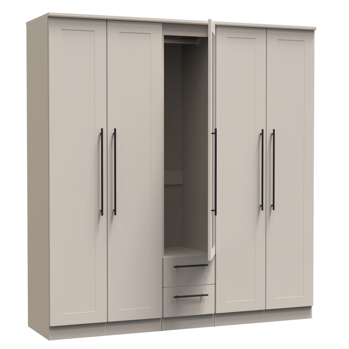 Beverley 5 Door 2 Drawer Mirrored Wardrobe - Welcome Furniture