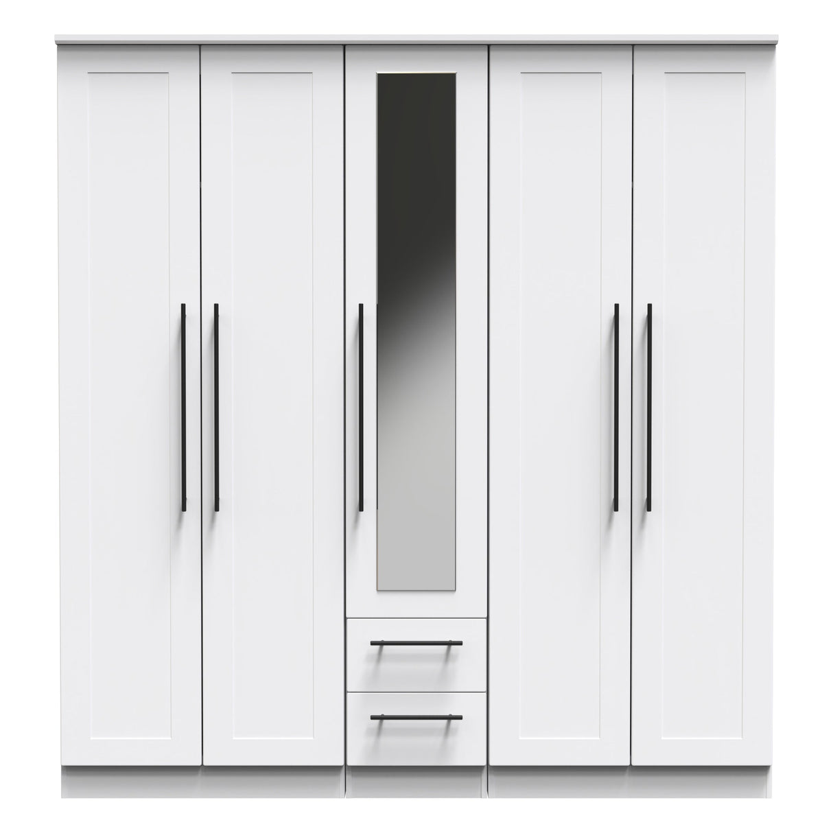 Beverley 5 Door 2 Drawer Mirrored Wardrobe - Welcome Furniture