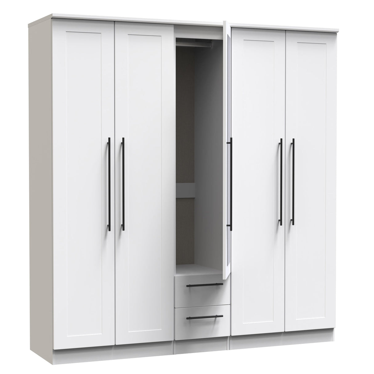 Beverley 5 Door 2 Drawer Mirrored Wardrobe - Welcome Furniture