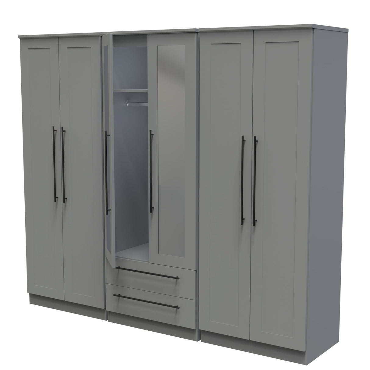 Beverley 6 Door 2 Drawer Mirrored Wardrobe - Welcome Furniture