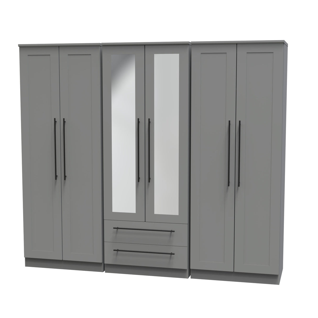 Beverley 6 Door 2 Drawer Mirrored Wardrobe - Welcome Furniture