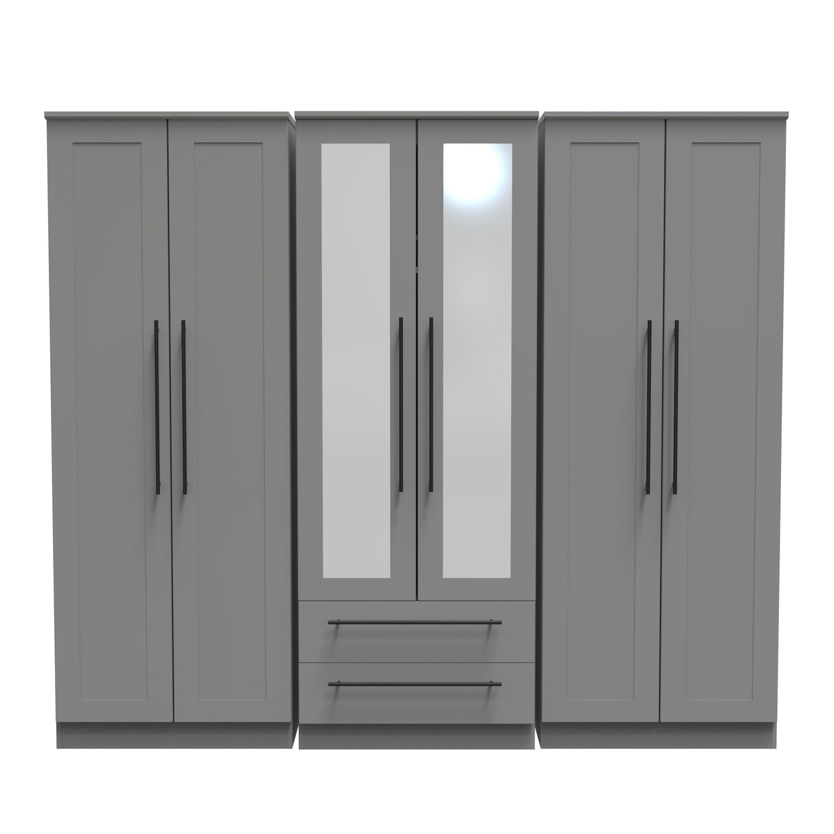 Beverley 6 Door 2 Drawer Mirrored Wardrobe - Welcome Furniture