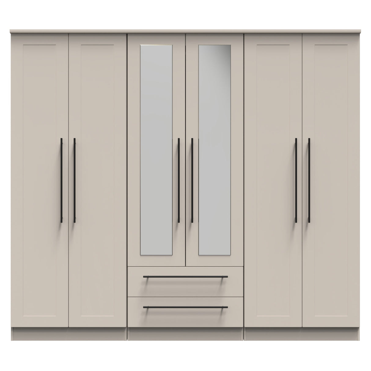 Beverley 6 Door 2 Drawer Mirrored Wardrobe - Welcome Furniture