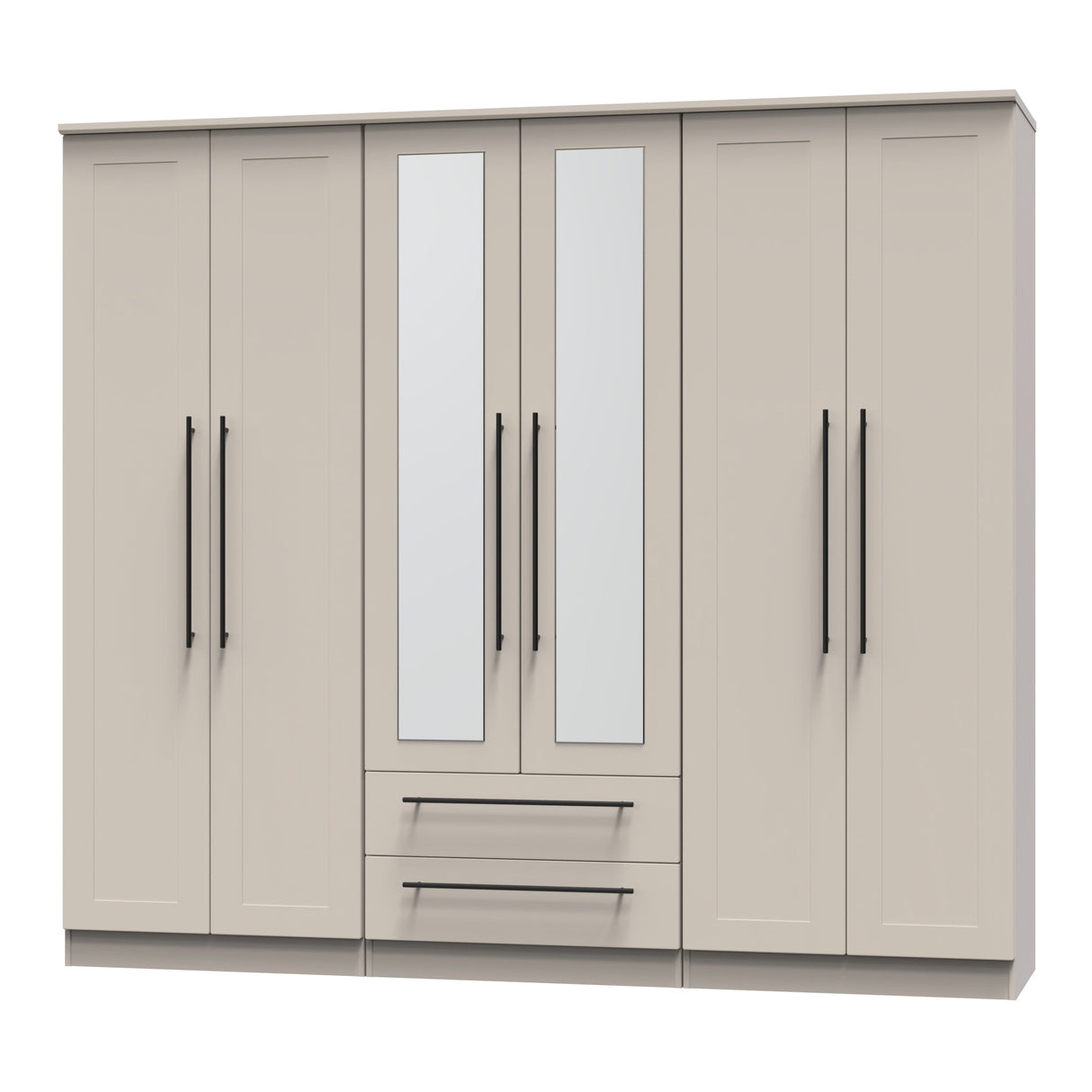 Beverley 6 Door 2 Drawer Mirrored Wardrobe - Welcome Furniture