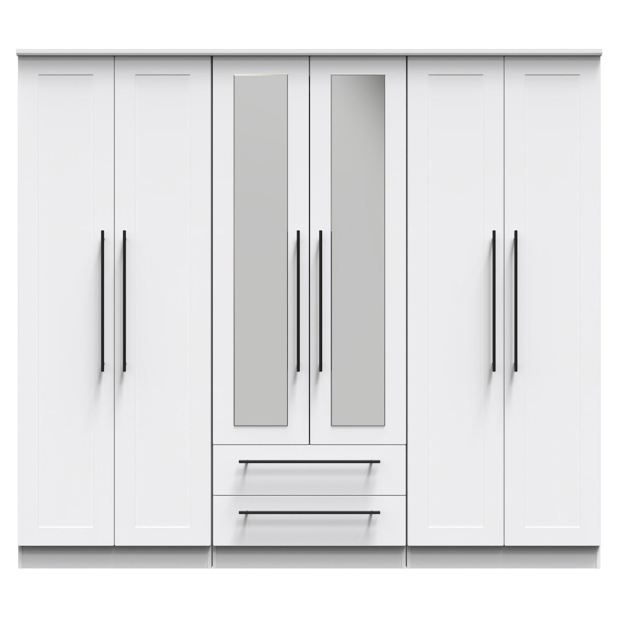 Beverley 6 Door 2 Drawer Mirrored Wardrobe - Welcome Furniture