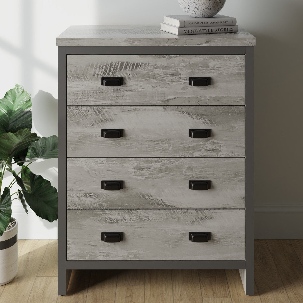 Boston Reclaimed Wood Effect 4 Drawer Chest - GFW