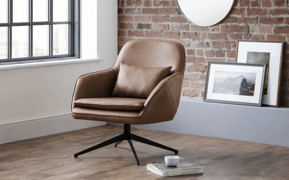 Bowery Faux Leather Swivel Chair - Julian Bowen