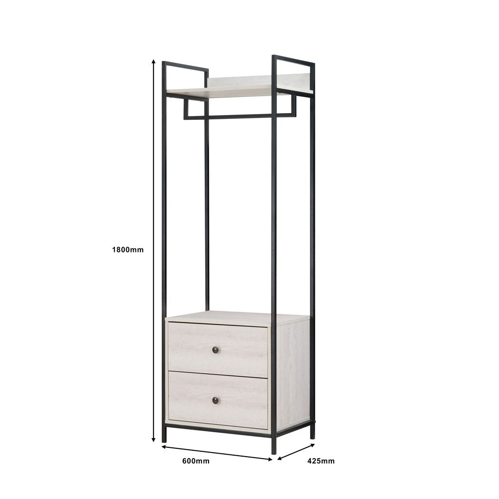 Alva Open Wardrobe with 2 Drawers 3 Piece Bedroom Set