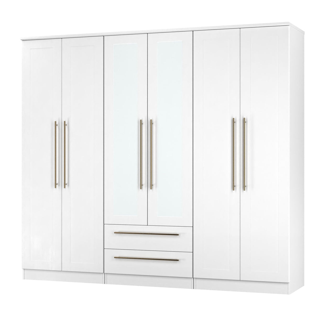 Haworth Tall 6 Door 2 Drawer Mirrored Wardrobe