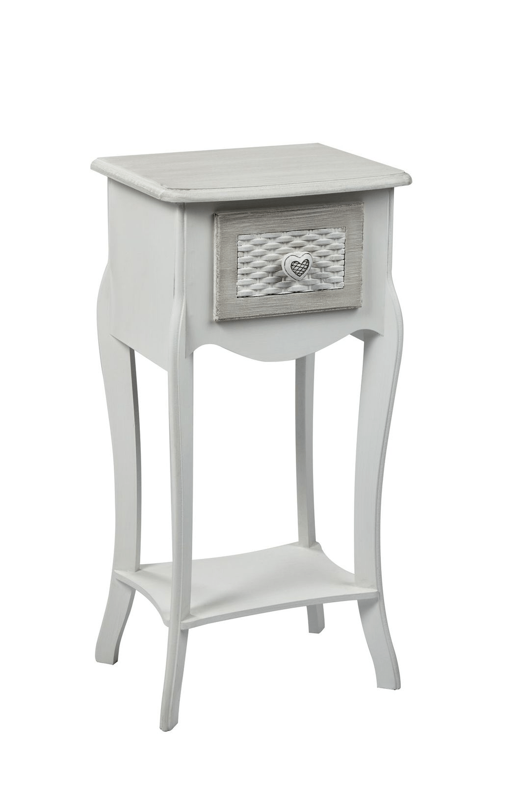 Brittany White and Grey 1 Drawer Bedside Table - LPD