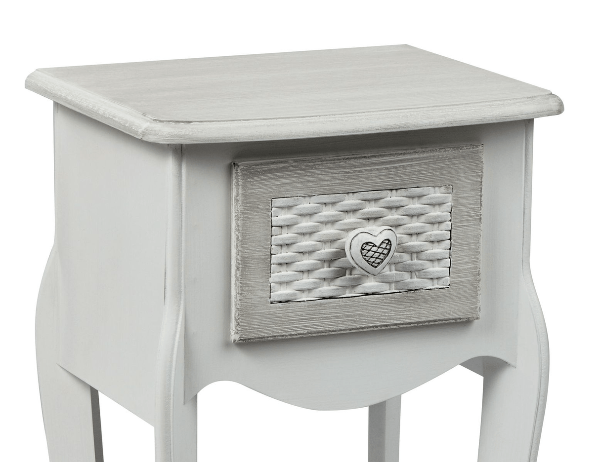 Brittany White and Grey 1 Drawer Bedside Table - LPD