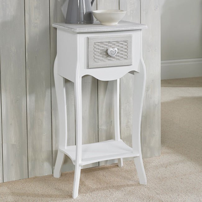 Brittany White and Grey 1 Drawer Bedside Table - LPD
