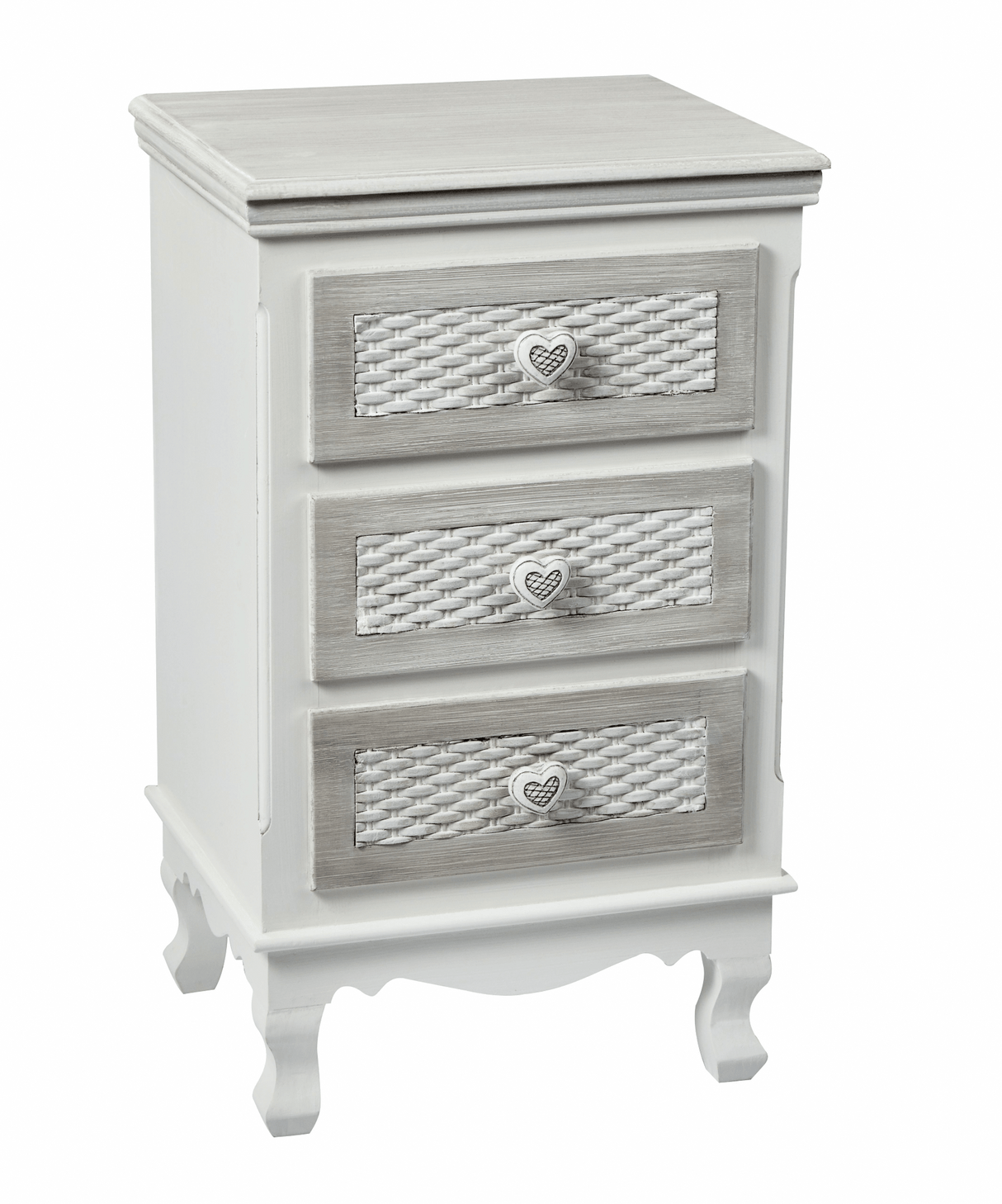 Brittany White and Grey 3 Drawer Bedside Table - LPD