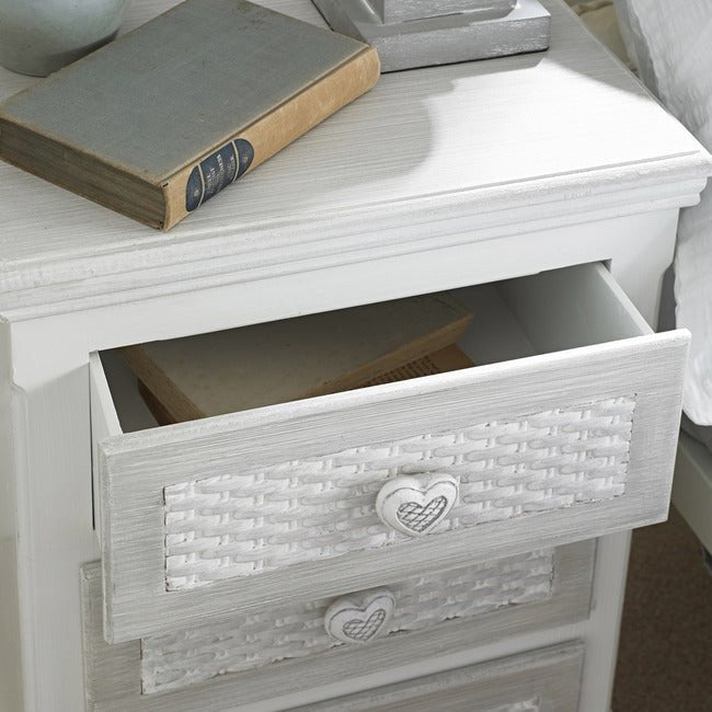 Brittany White and Grey 3 Drawer Bedside Table - LPD