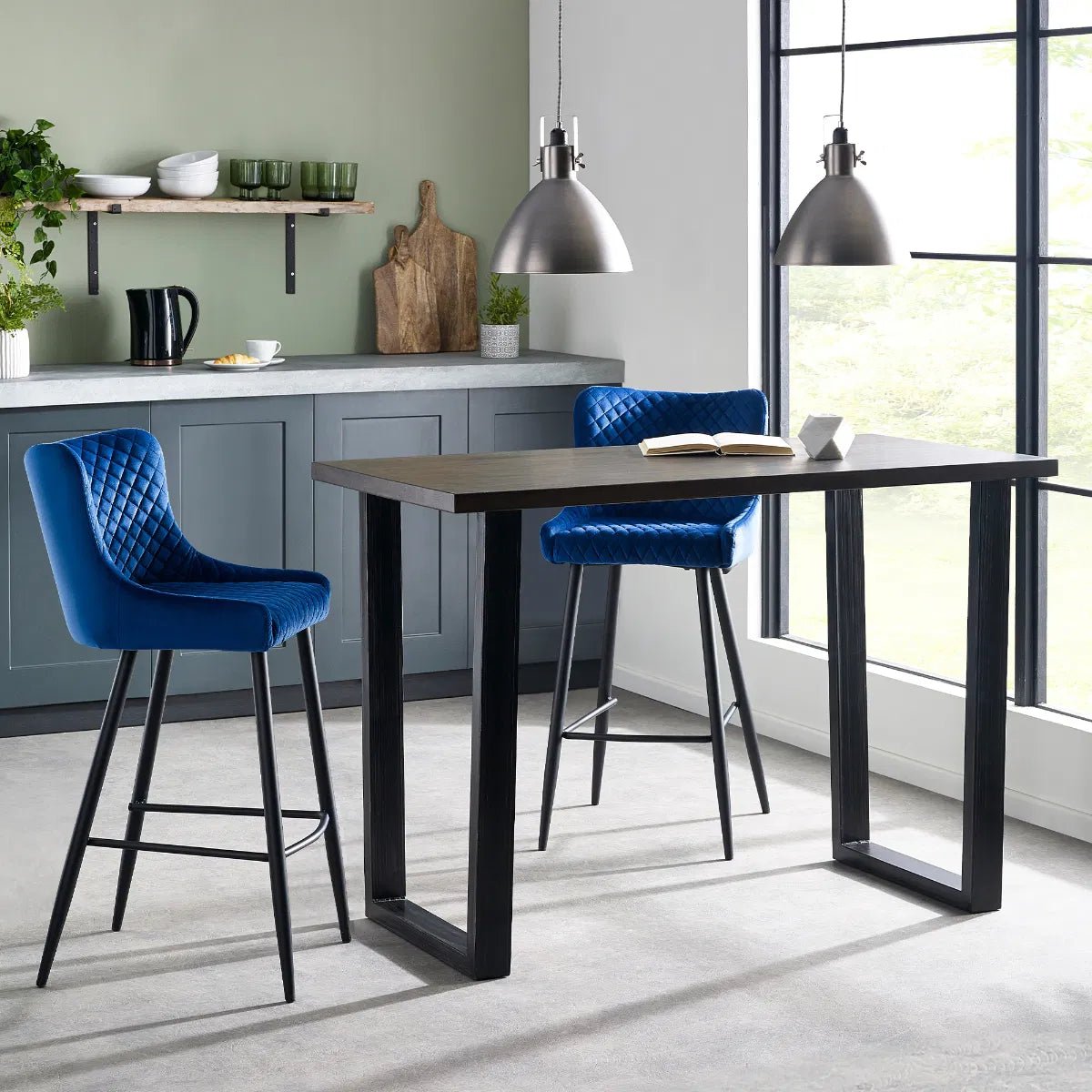 Brooklyn Bar Table and 2 Luxe Bar Stools - Julian Bowen