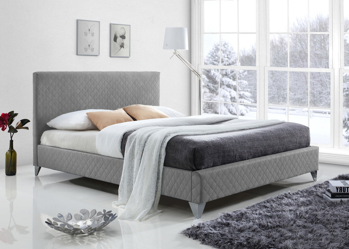 Brooklyn Bed in Grey Fabric - Time Living