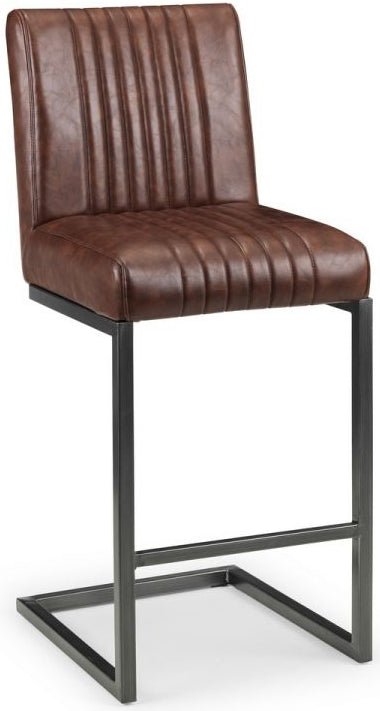 Brooklyn Brown Faux Leather Kitchen Stool - Julian Bowen