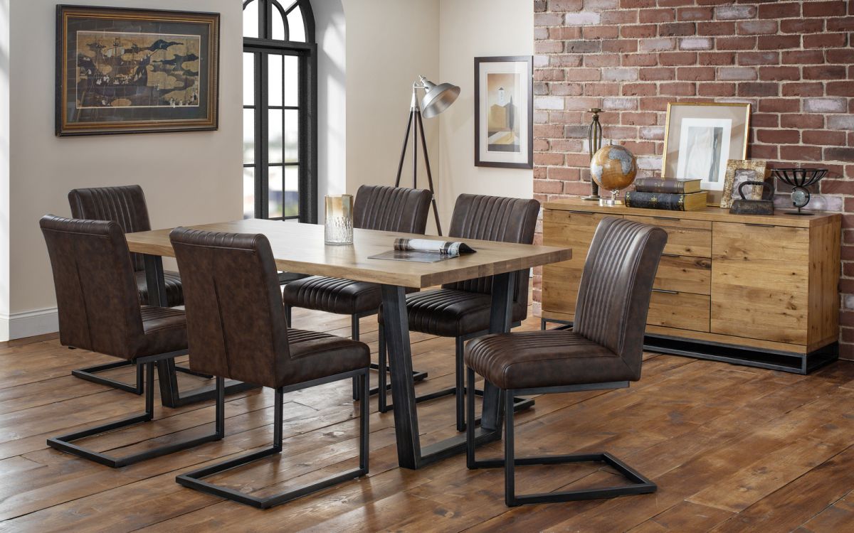 Brooklyn Leather and Metal Dining Chair - Julian Bowen