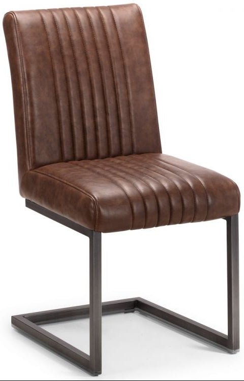 Brooklyn Leather and Metal Dining Chair - Julian Bowen