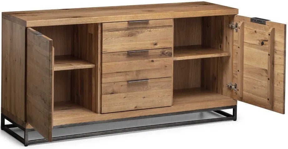 Brooklyn Solid Oak 2 Door 3 Drawer Sideboard - Julian Bowen