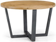 Brooklyn Solid Oak Top Round Dining Table with Metal Legs - Julian Bowen