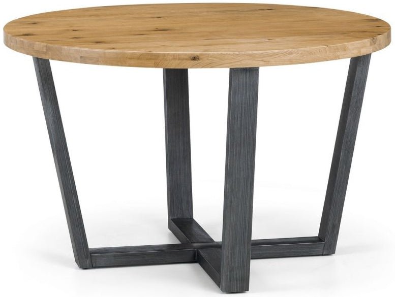 Brooklyn Solid Oak Top Round Dining Table with Metal Legs - Julian Bowen