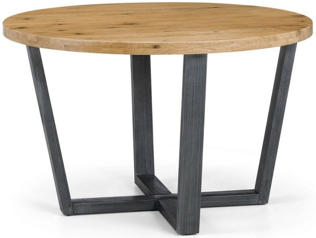 Brooklyn Solid Oak Top Round Dining Table with Metal Legs - Julian Bowen