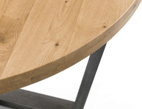 Brooklyn Solid Oak Top Round Dining Table with Metal Legs - Julian Bowen