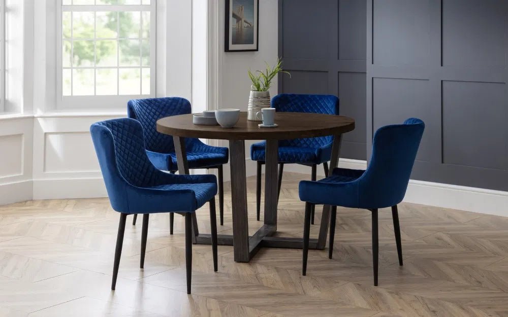 Brooklyn Solid Oak Top Round Dining Table with Metal Legs - Julian Bowen