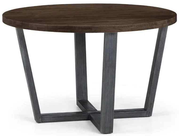 Brooklyn Solid Oak Top Round Dining Table with Metal Legs - Julian Bowen