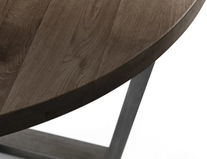 Brooklyn Solid Oak Top Round Dining Table with Metal Legs - Julian Bowen