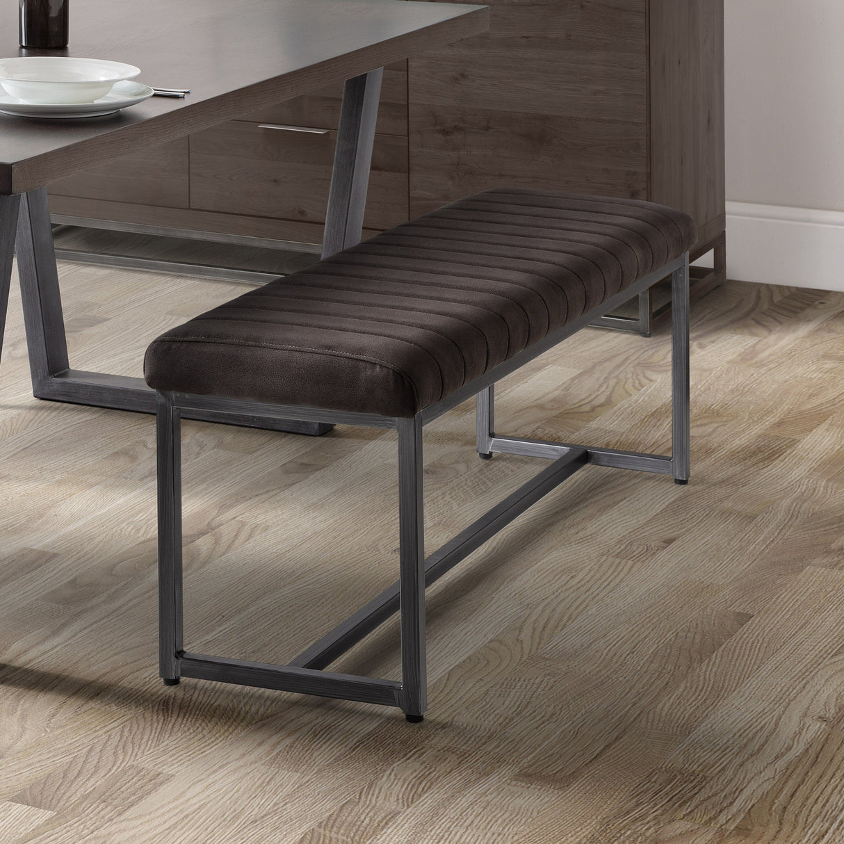 Brooklyn Suede Dining Bench - Julian Bowen