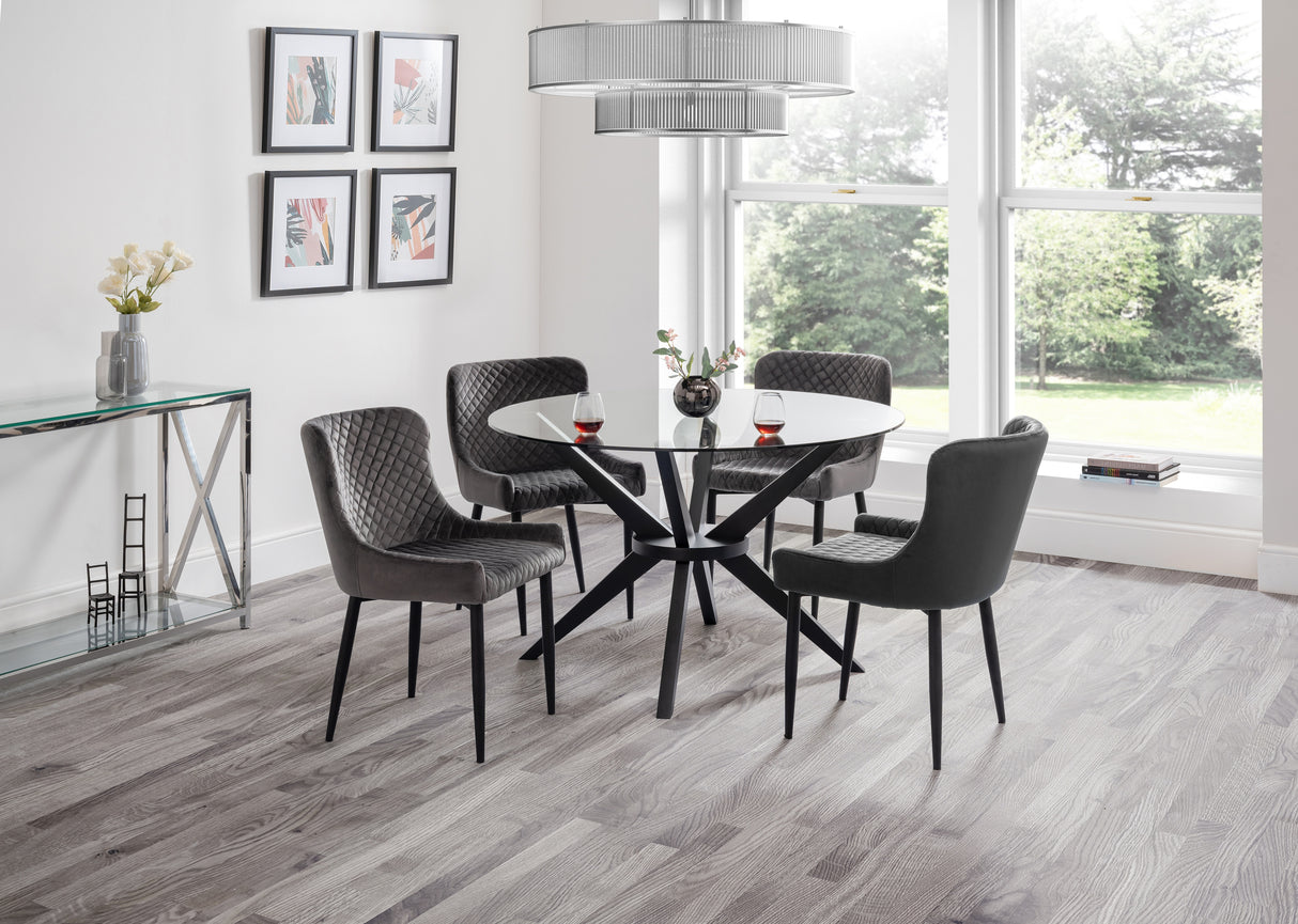 Hayden Dining Table & 4 Luxe Velvet Dining Chairs