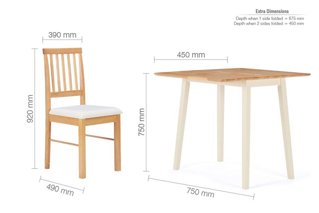 Butterfly Drop Leaf Folding Dining Table Set with 2 Chairs - Birlea