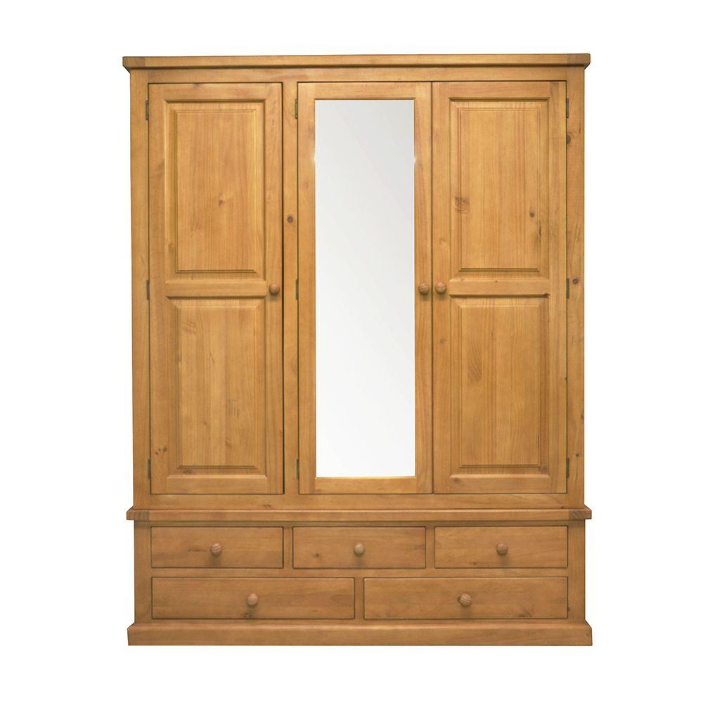 Verde 3 Door 5 Drawer Mirrored Large Triple Wardrobe
