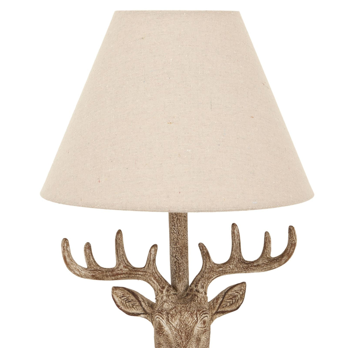 Stonewashed Stag Head Table Lamp with Linen Shade