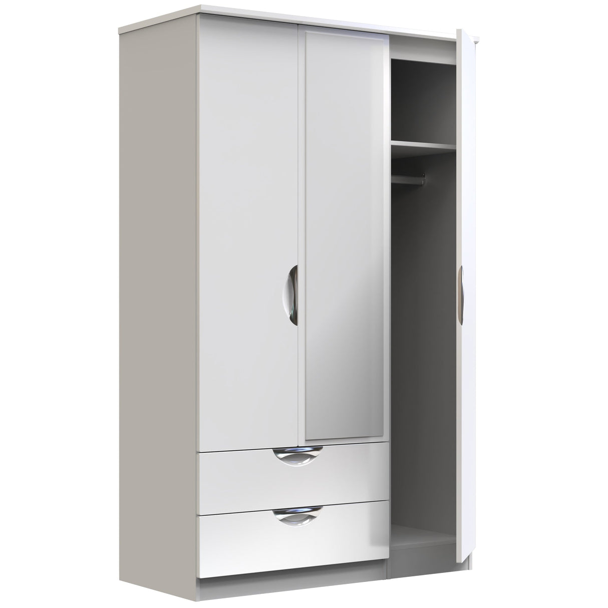 Camden 3 Door 2 Drawer Mirrored Wardrobe - Welcome Furniture