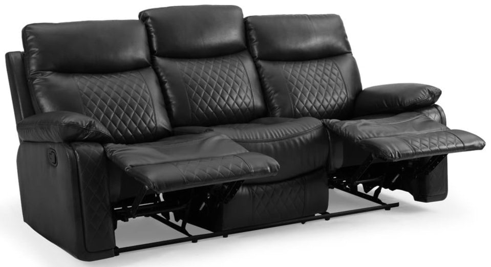 Cameron Faux Leather 3 Seater Manual Recliner Sofa - TGC