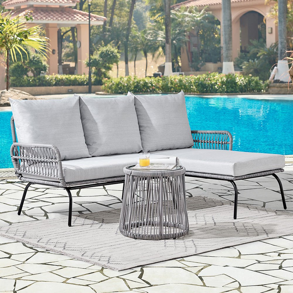Canberra Light Grey 3 Piece Garden Set - TGC