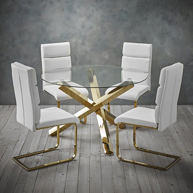 Capri Dining Table Glass Top With Gold Legs - LPD