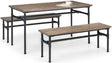 Carnegie Industrial Pipework and Wood Dining Table with 2 Benches - Julian Bowen