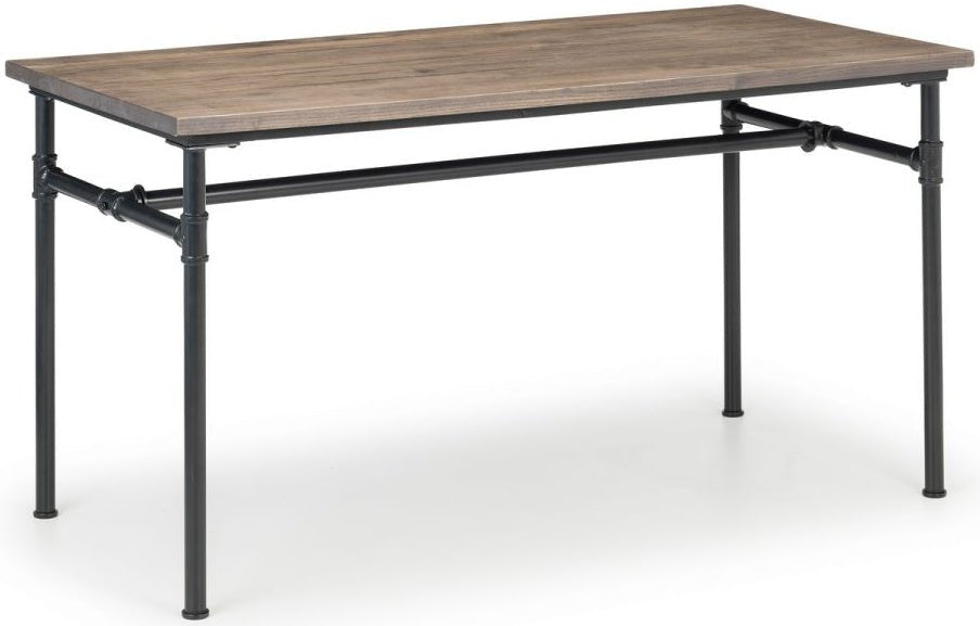 Carnegie Industrial Pipework Dining Table, Bench and 2 Luxe Chairs - Julian Bowen