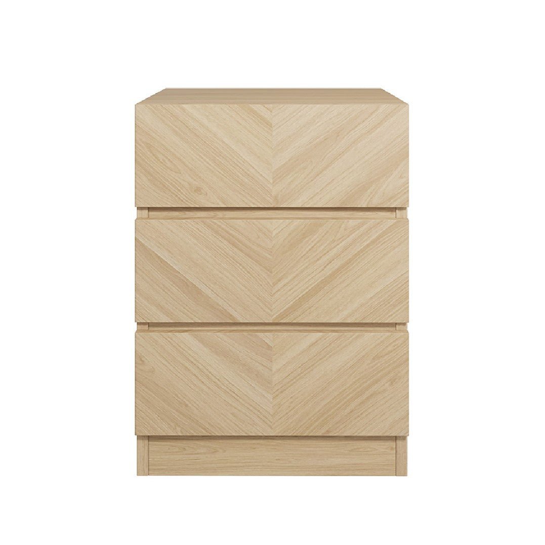 Catania Herringbone 3 Drawer Bedside Chest - GFW