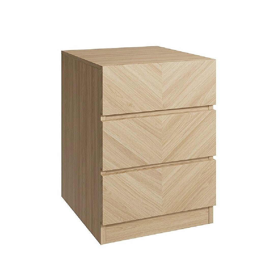 Catania Herringbone 3 Drawer Bedside Chest - GFW